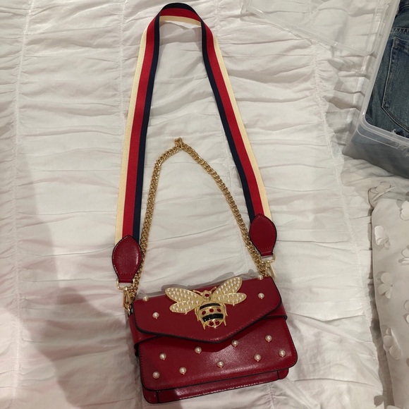 Red Bug Pearl Embellished Purse - Picture 4 of 5